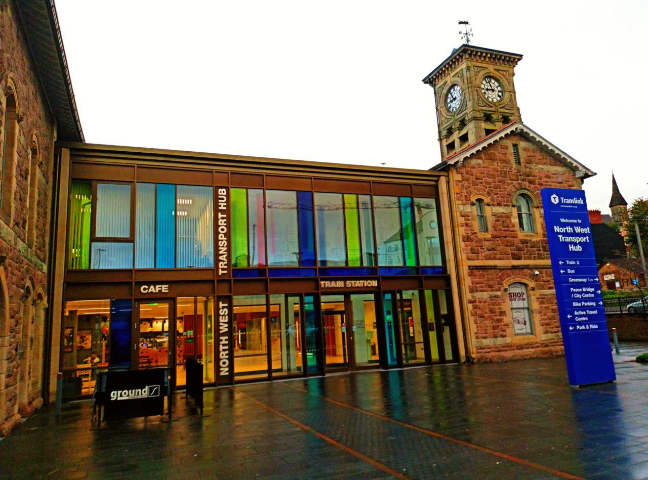 Derry~Londonderry railway station on the scenic Belfast-Derry railway line run by Northern Ireland Railways