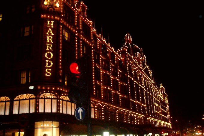 Harrods at night