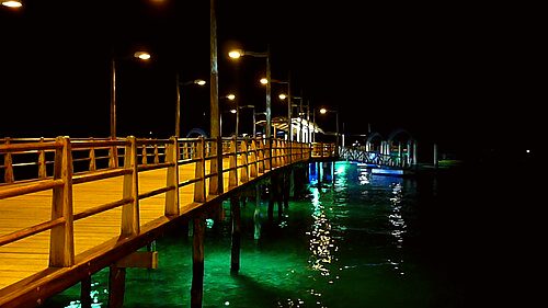 Santa Cruz Island at the docks of Puerto Ayora in the evening