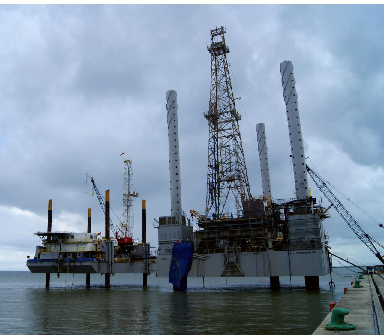 Drilling rigs off the coast of Trinidad.