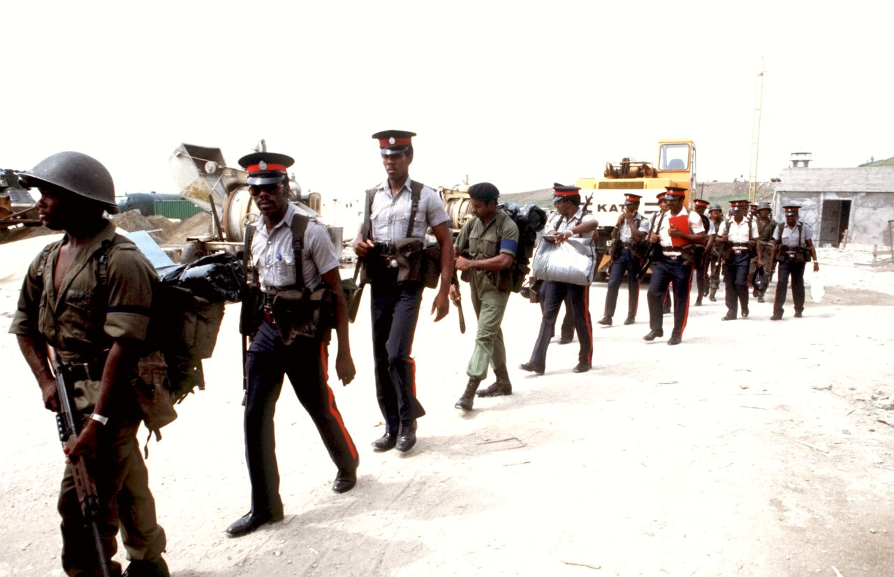 Members of the Eastern Caribbean Defence Force during the 1983 invasion of Grenada.
