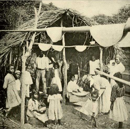Residents of Saint Vincent making casabe (cassava bread) in the 1910s