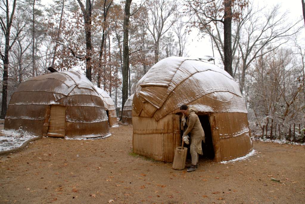 A re-created American Indian town.