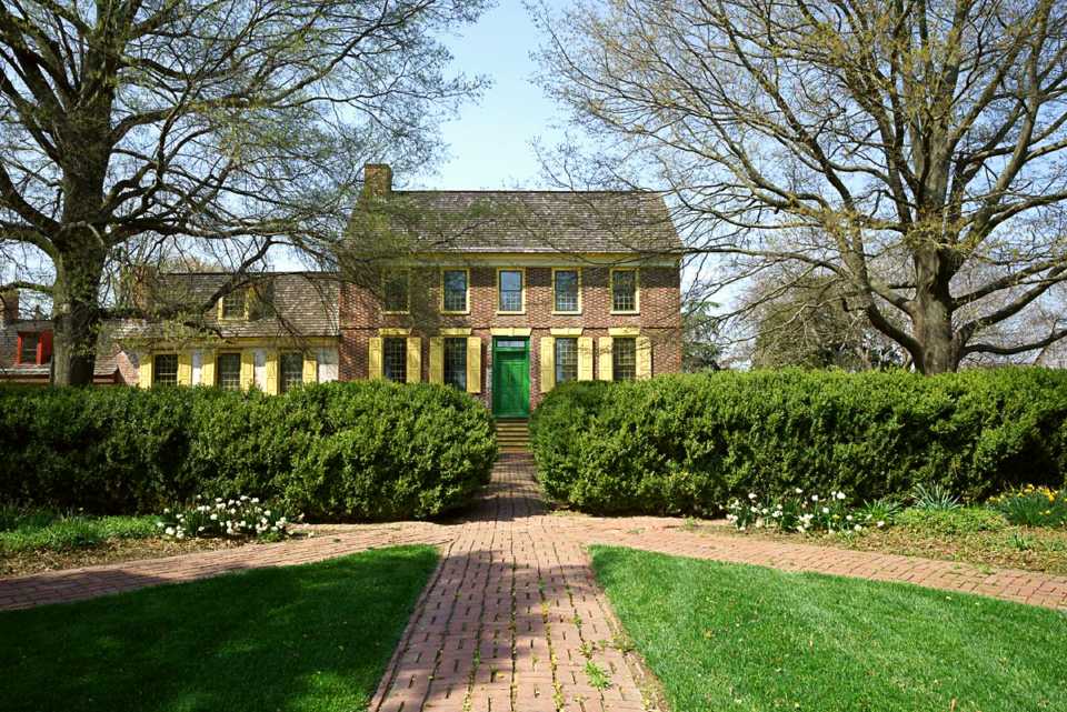 A view of the front of the John Dickinson House on the Plantation.
