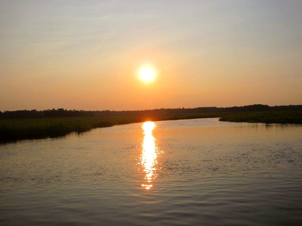 Sun setting over the river.