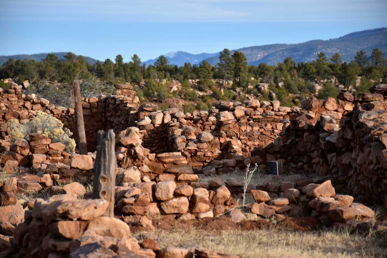 A grid of partial stone walls