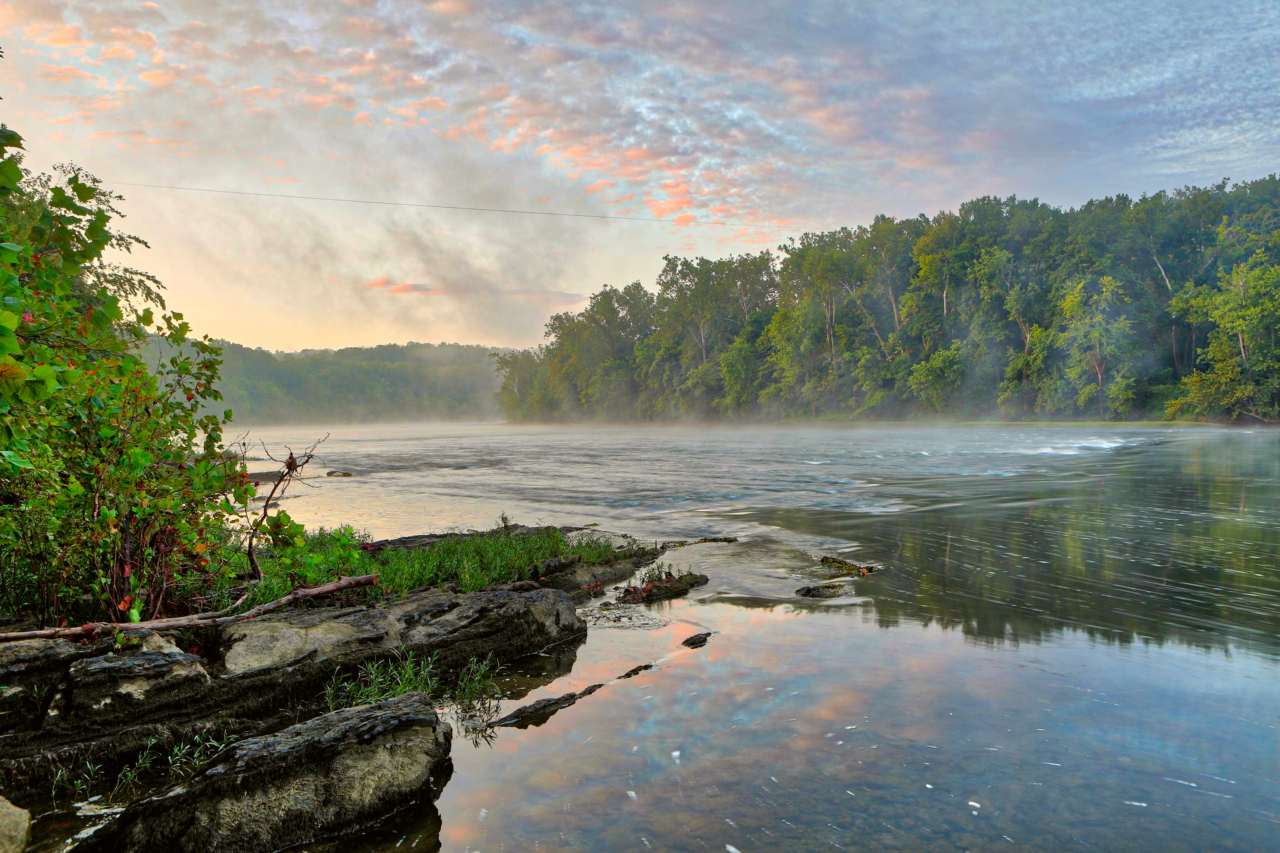 sunset over a river