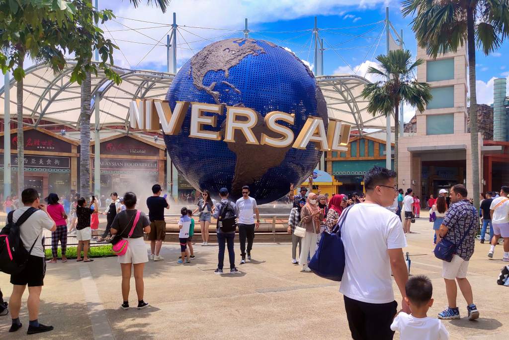 Universal Studios Singapore's globe located at the entrance of the park