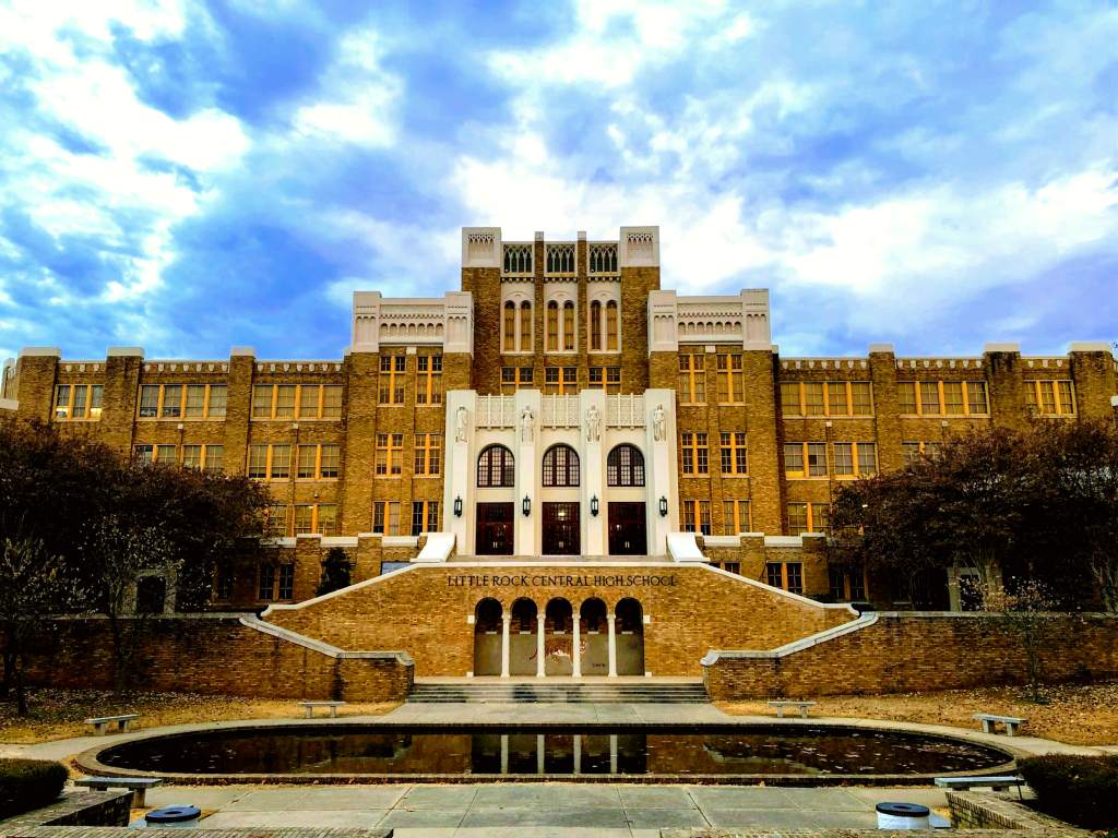 The front facade of Little Rock Central High School