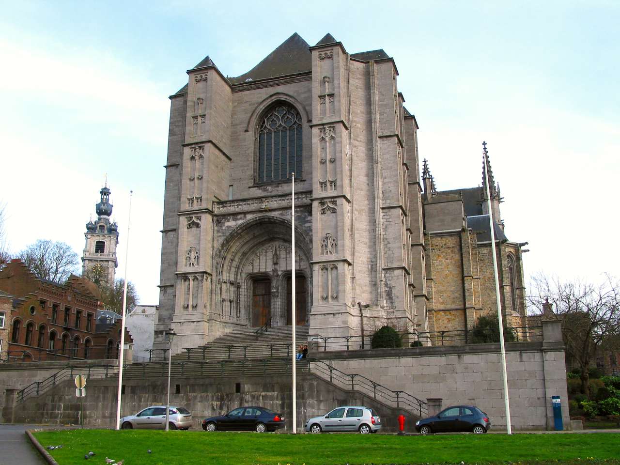 Saint Waltrude Collegiate Church and the Belfry of Mons