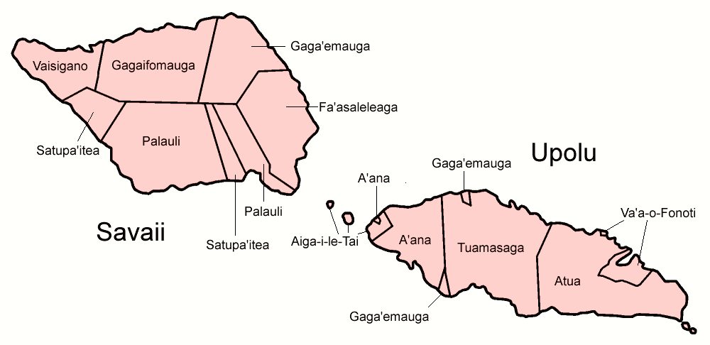 Districts of Samoa map