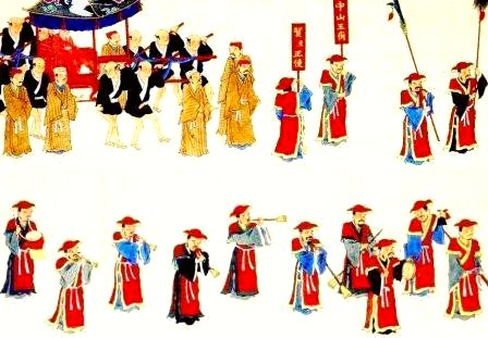 A depiction of the 1710 Ryukyuan mission to Edo