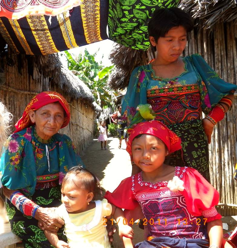 Guna family in their traditional costume