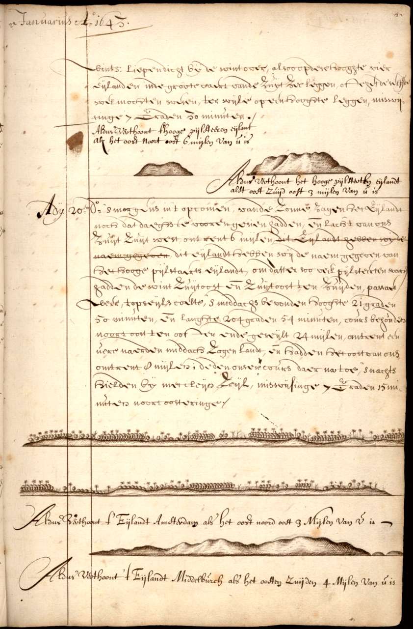 Page from the ship's log of Abel Tasman with the description of 't Eijlandt Amsterdam, nowadays Tongatapu [2]