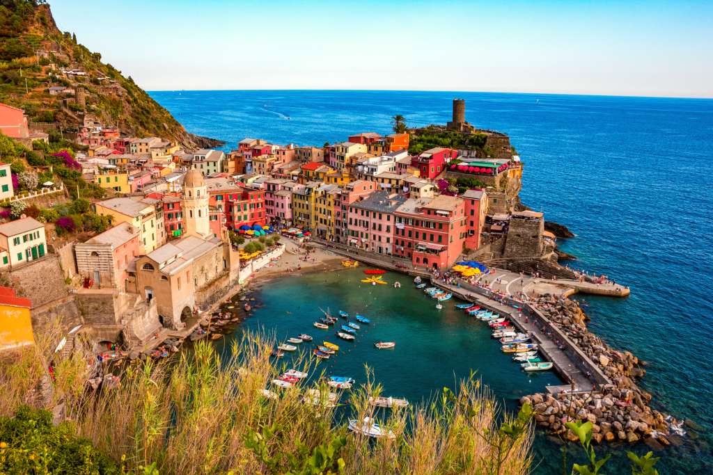 Cinque Terre on the Italian Riviera, one of the most popular tourist destinations in Italy