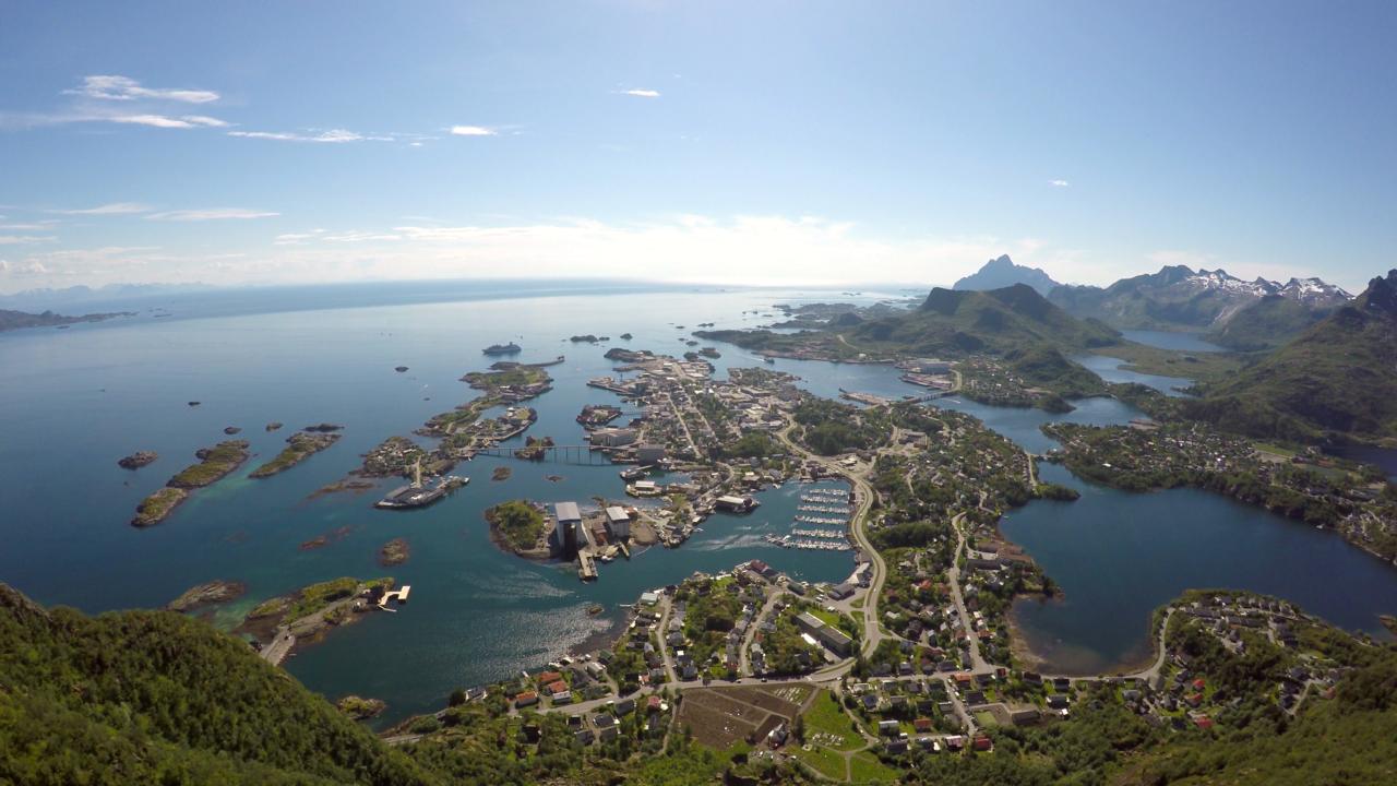Svolvær in Lofoten, Norway. View from Svolværgeita