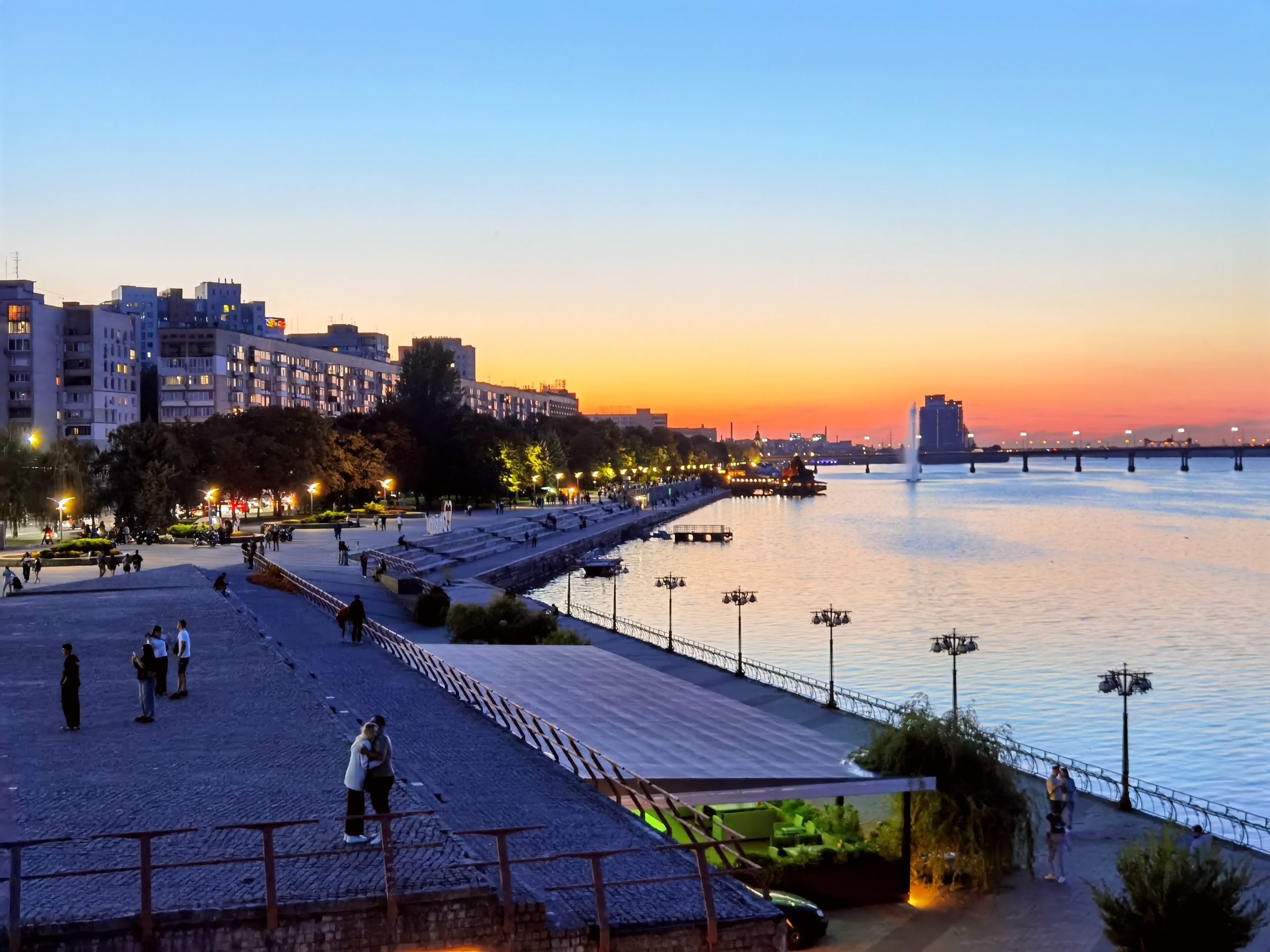 Sunset strolls along the Dnipro River