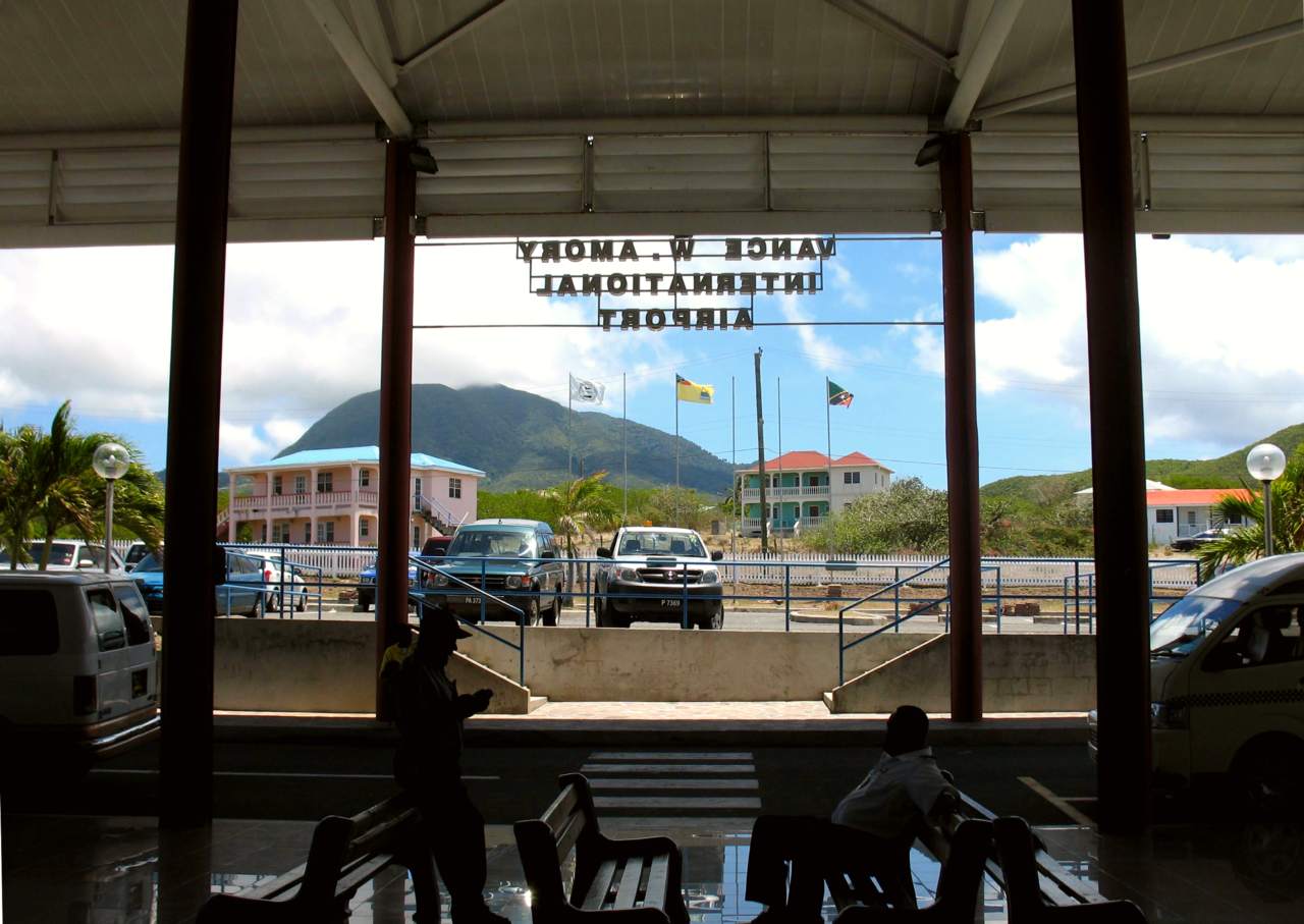 The view looking inland from the Nevis airport in 2008