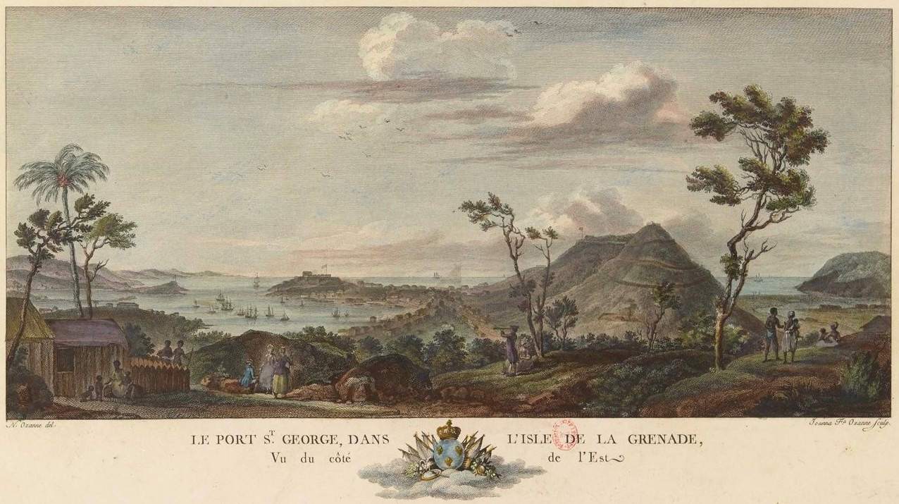 The island of Grenada and port Saint-Georges in 1776.