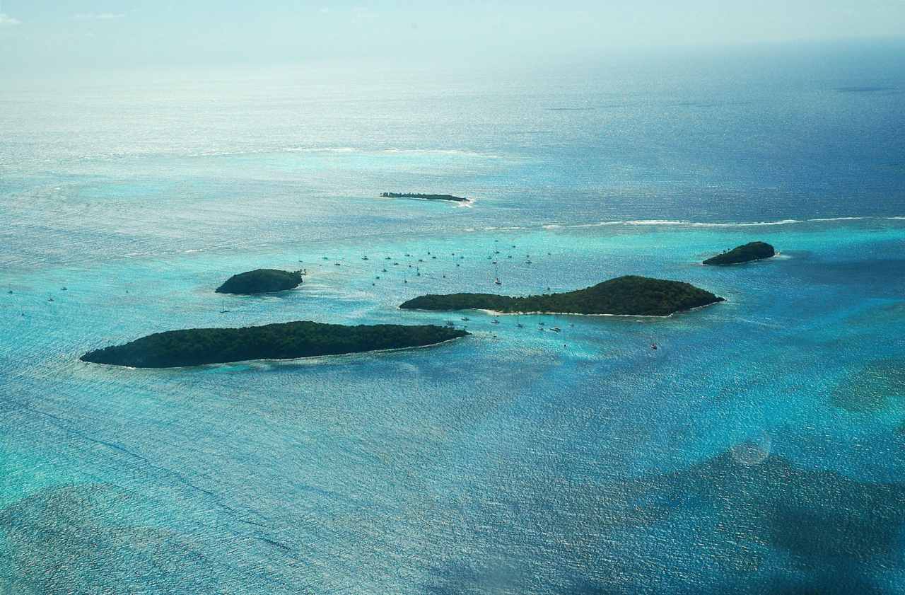 Aerial view of the Tobago Cays Marine Park