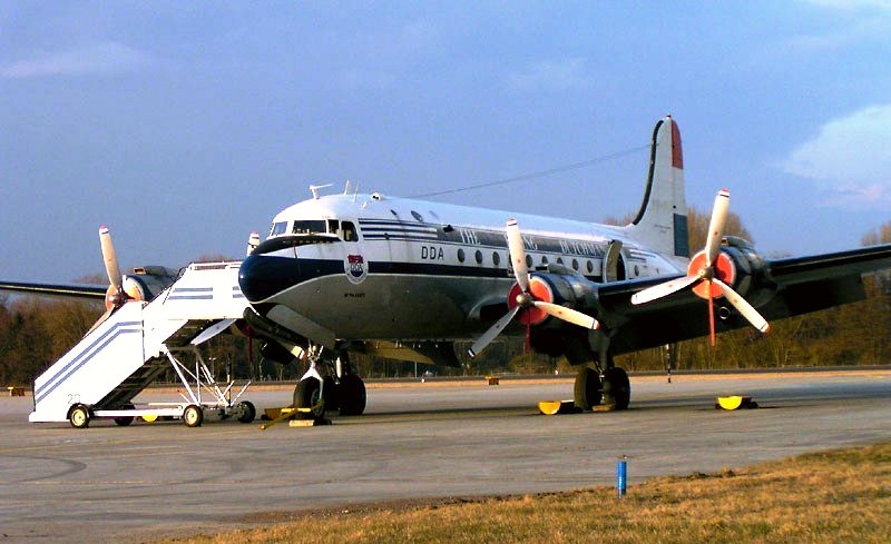 The Douglas DC-4 was one of the first airliners used for U.S. commercial flights.