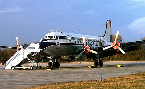 The Douglas DC-4 was one of the first airliners used for U.S. commercial flights.