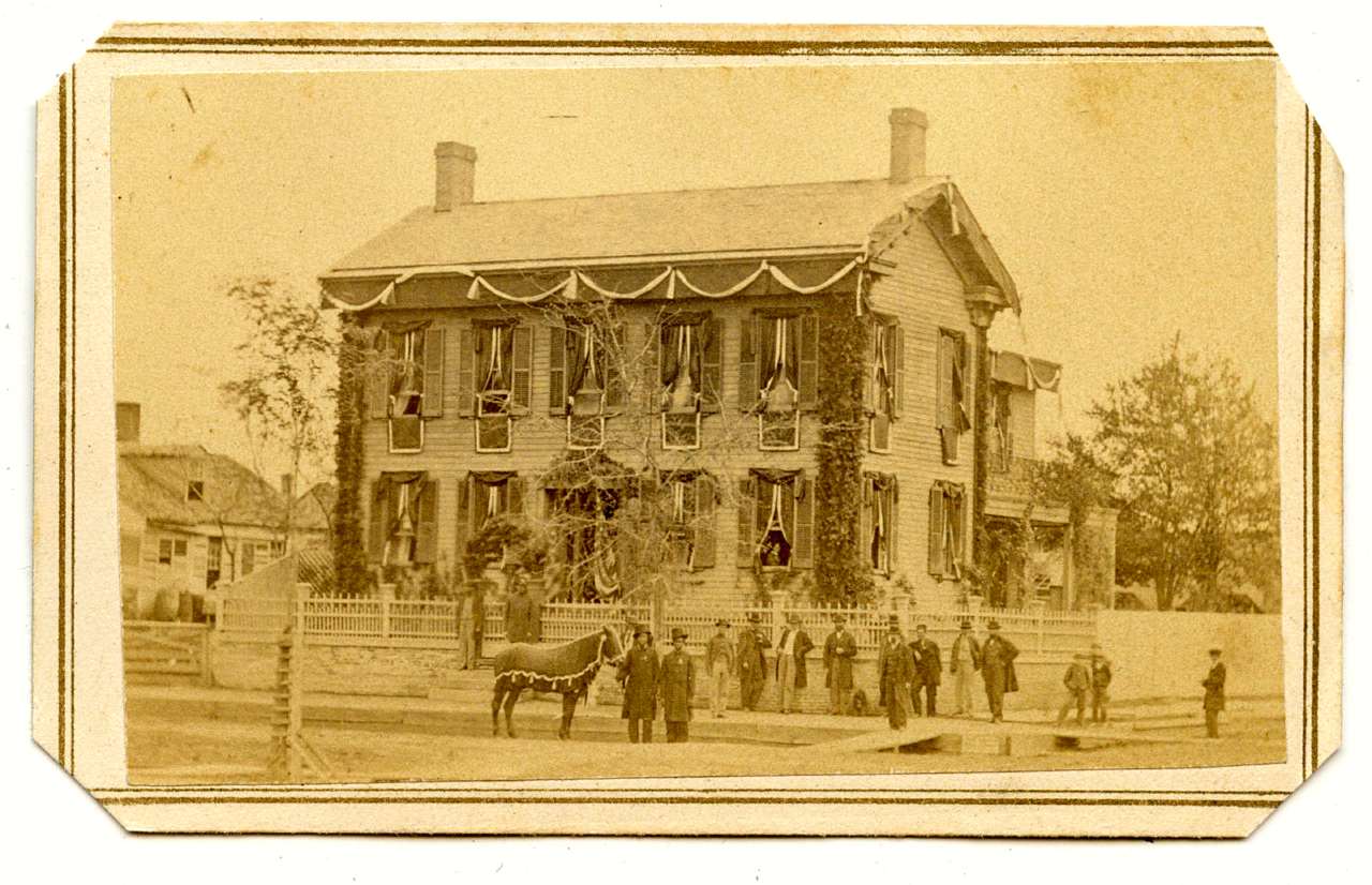 Abraham Lincoln's Springfield home in 1865 during Lincoln's funeral