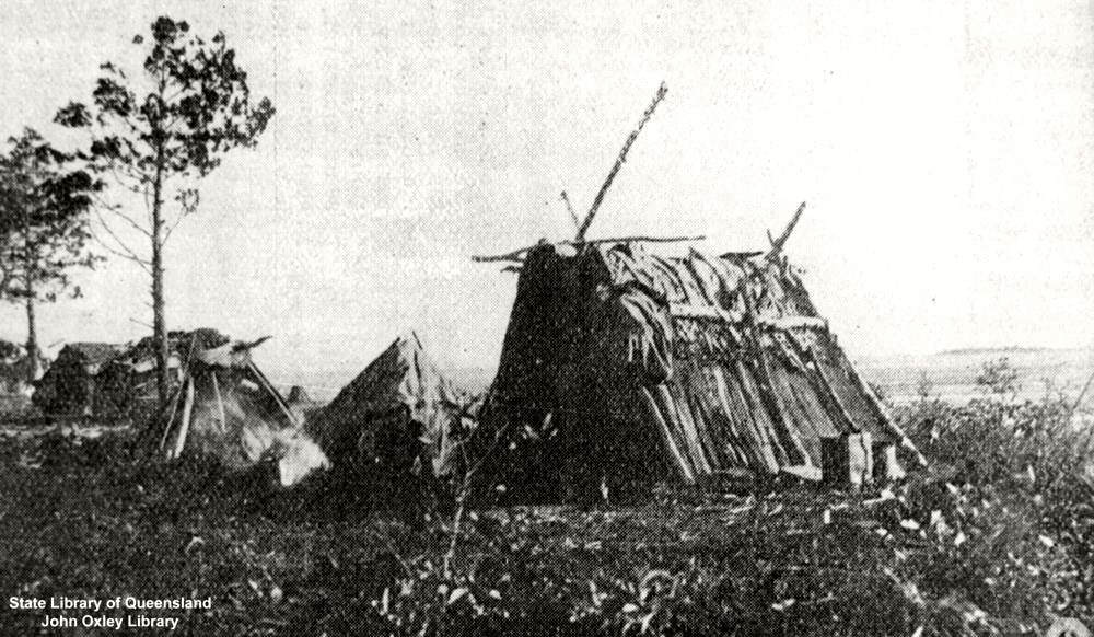 Shelters at Boggimbah, Fraser Island, 1902. John Oxley Library, State Library of Queensland. Negative number: 107735.