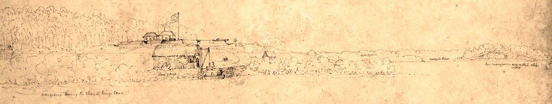 Sketch of Fort Dundas by John Septimus Roe in 1824