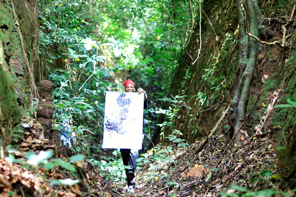 Multidisciplinary technologist  Ade Olufeko inside Sungbo's Eredo in 2017