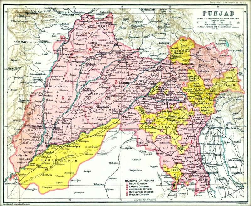 A map of the Punjab Province in colonial India (1909). During the Partition of India along the Radcliffe Line, the capital of the Punjab Province, Lahore, fell into West Punjab, Pakistan. The necessity to have a new capital for East Punjab in India t