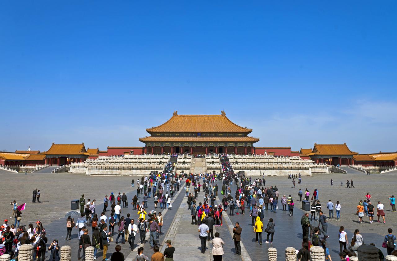 Tourists inside the Forbidden City, Beijing