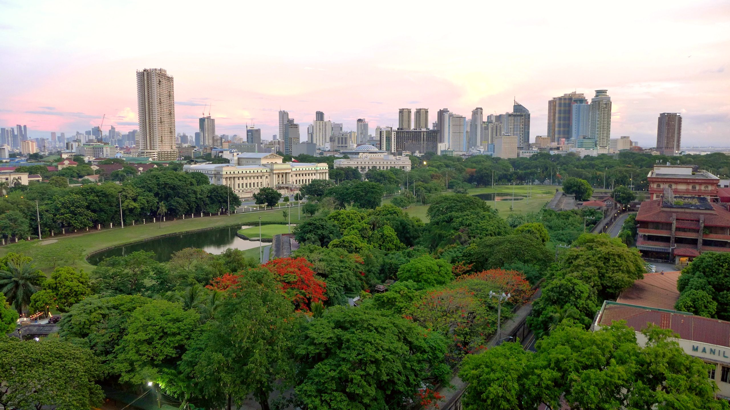 A view of Manila's skyline at dusk