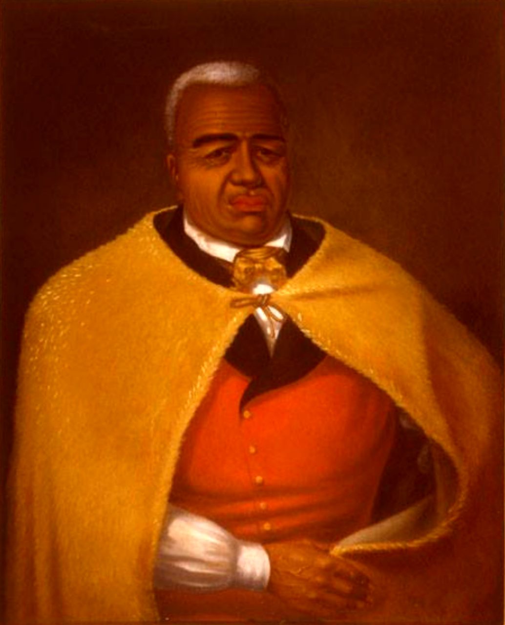 Kamehameha I, portrait by James Gay Sawkins, based on Louis Choris sketch