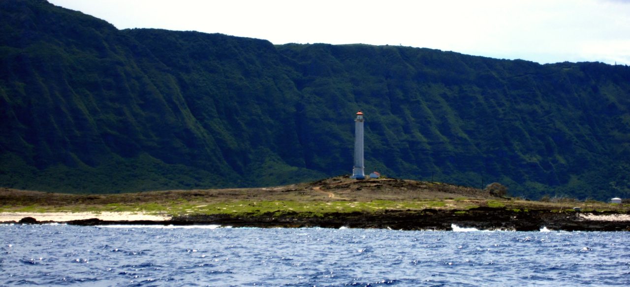 U.S. Coast Guard Molokaʻi Light, Kalaupapa Peninsula, northern shore of Molokaʻi. It is listed on the National Register of Historic Places.[17]