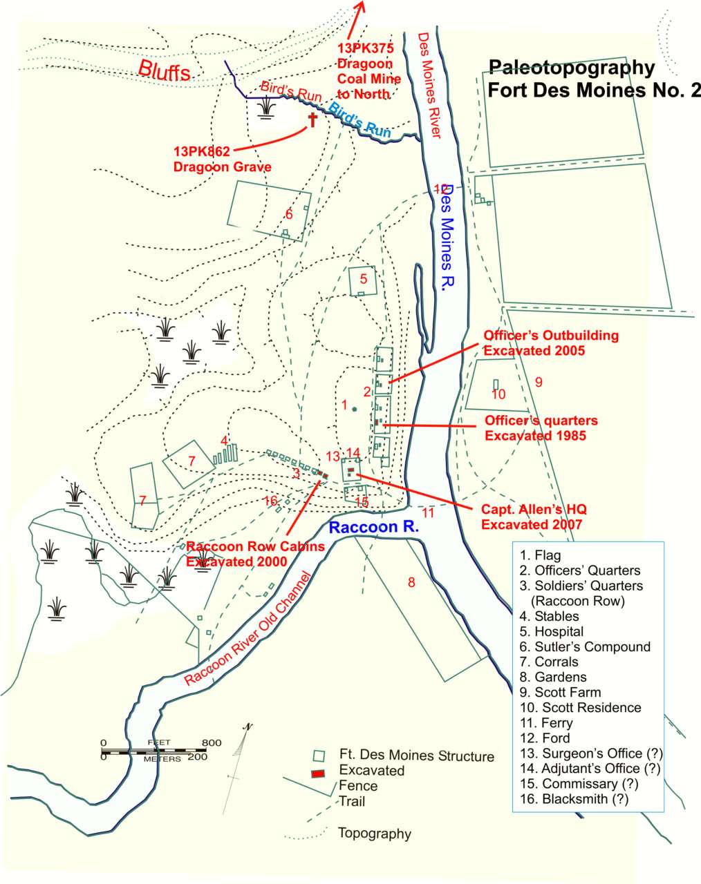 Map of Fort Des Moines sites in downtown Des Moines[16]