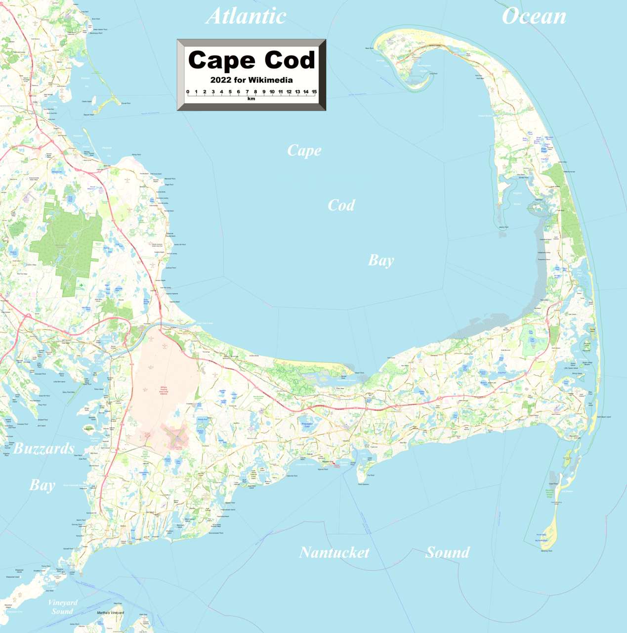Detailed map of Cape Cod/Barnstable County