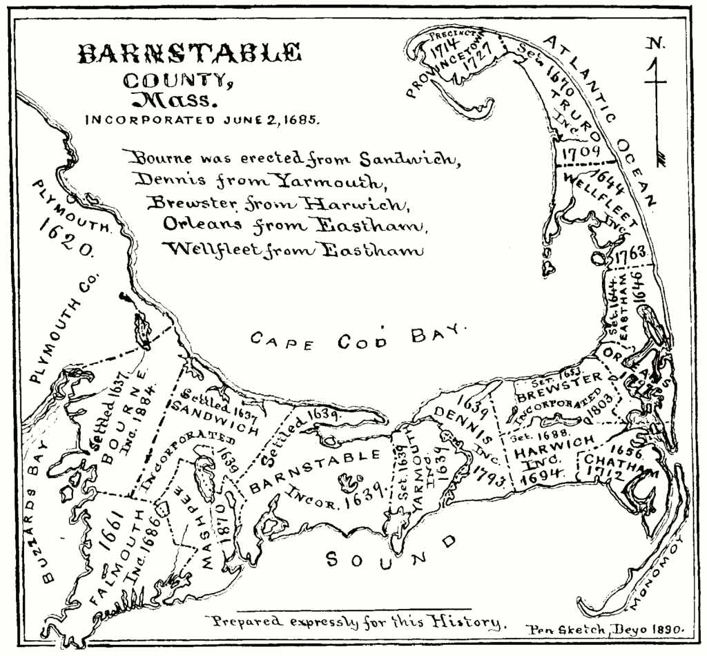 Barnstable County historical map, 1890