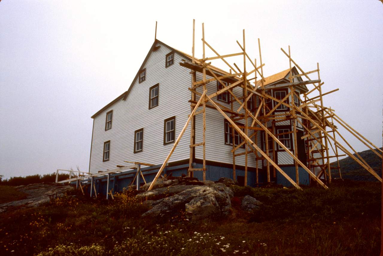The 1826-1827 Bleak House, Fogo, shown here under restoration circa 1986.